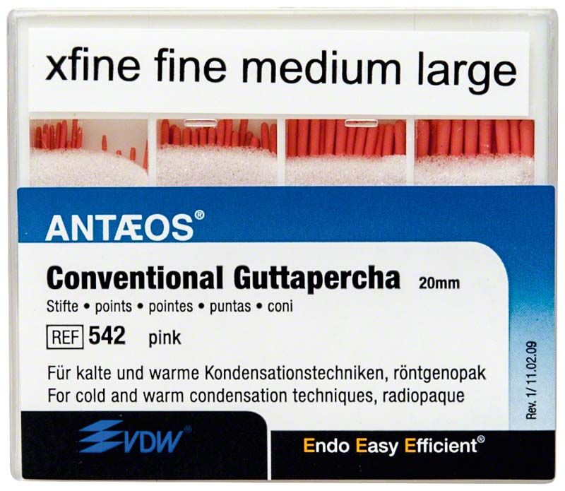 Guttapercha Konventionell xf-l rosa in Schiebeschachtel mit 100 Stück.