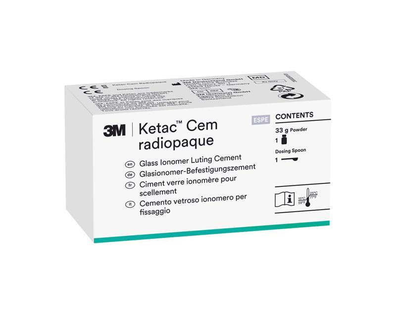 Ketac™ Cem radiopaque Verpackung mit Inhaltsangaben und 3M-Logo.