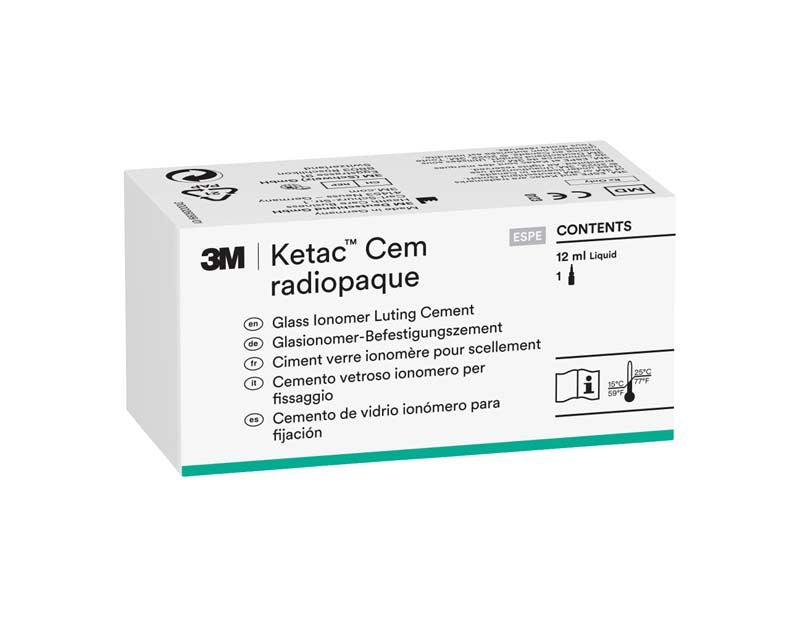 Ketac™ Cem radiopaque Verpackung mit Produktinformationen und 12 ml Inhalt.