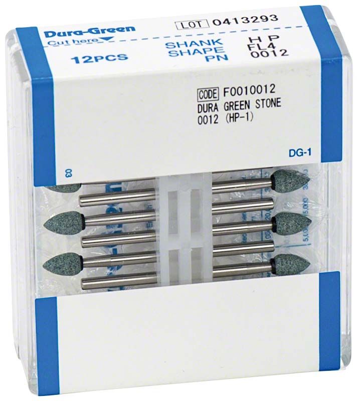 Verpackung mit 12 Dura-Green® HP FL4 Schleifsteinen.