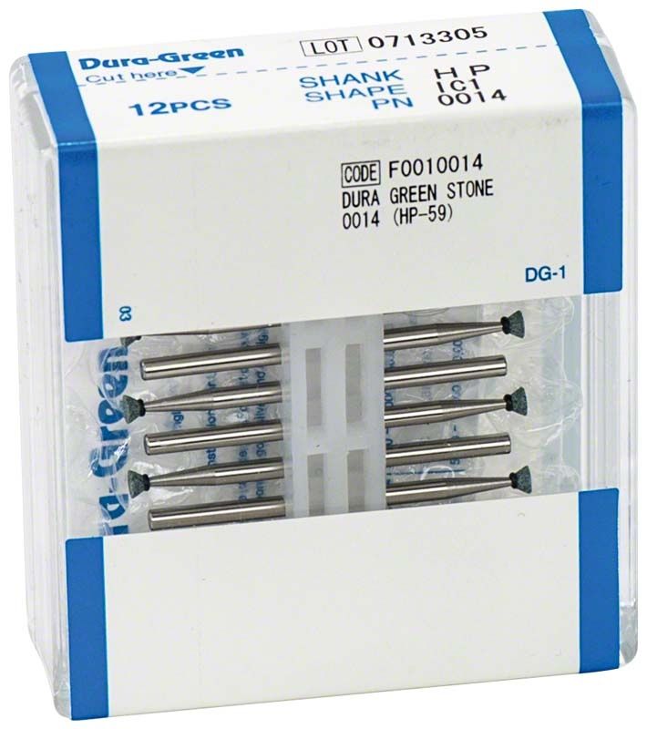Verpackung von Dura-Green® HP IC1 mit 12 Schleifsteinen.