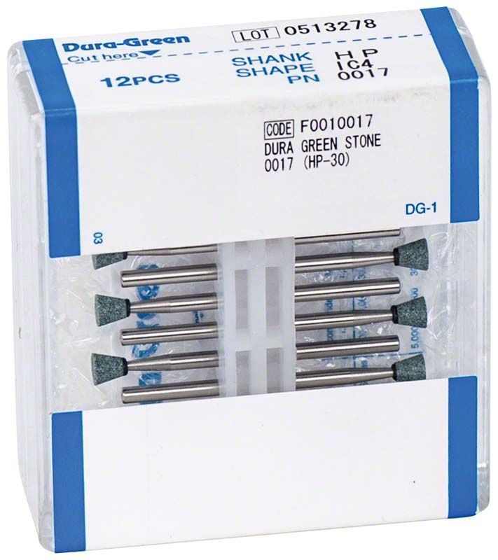 Dura-Green® HP IC4 Schleifsteine, 12 Stück in Kunststoffbox.