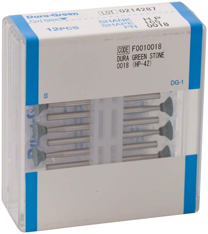 Dura-Green® Schleifsteine HP IC5, 12 Stück in Kartonverpackung.