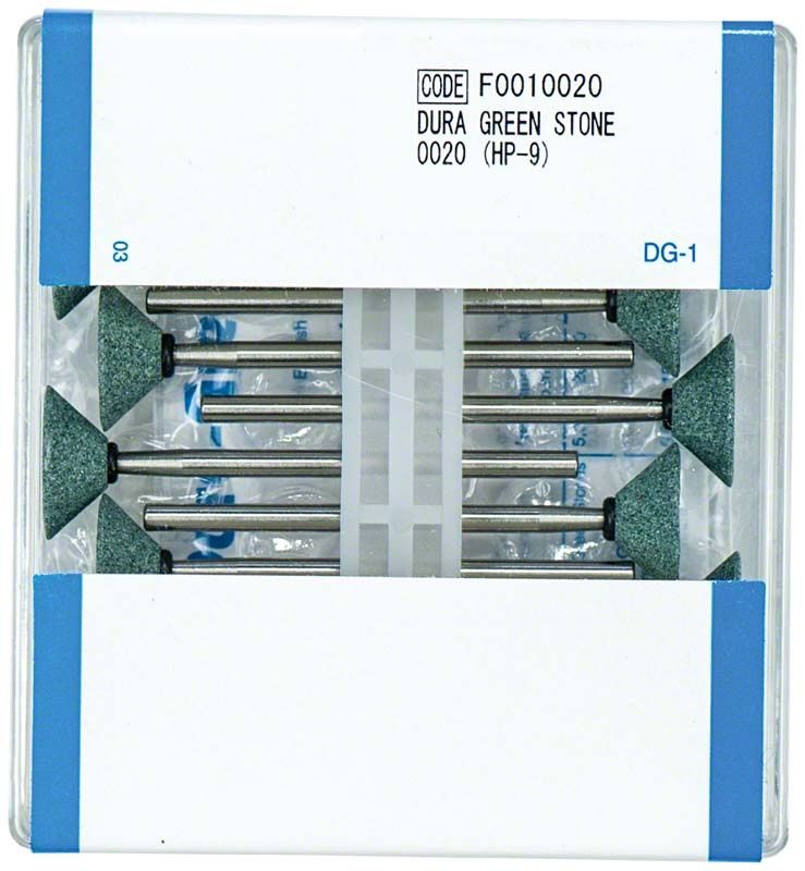Keramische Schleifsteine Dura-Green® HP IC7, 12 Stück, in Verpackung.