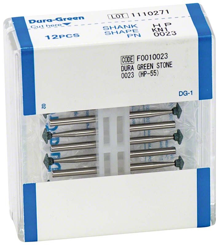 Dura-Green® HP KN1 Schleifsteine, 12 Stück in Kunststoffbox.