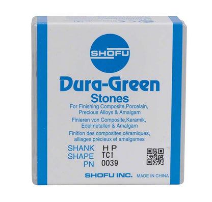 Verpackung der Dura-Green® Schleifsteine mit Produktinformationen.