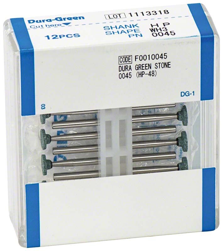Verpackung mit 12 Dura-Green® HP WH3 Schleifsteinen.