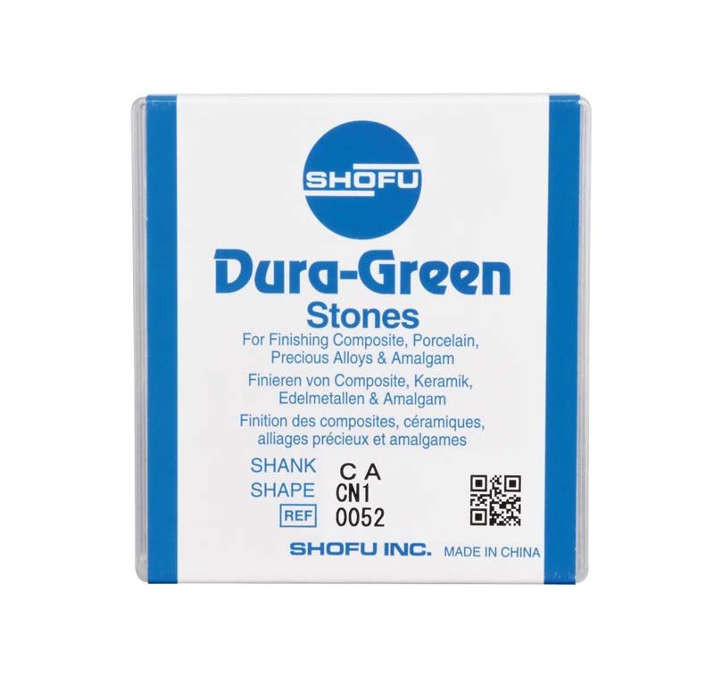 Verpackung der Dura-Green-Steine für präzises zahnmedizinisches Schleifen.