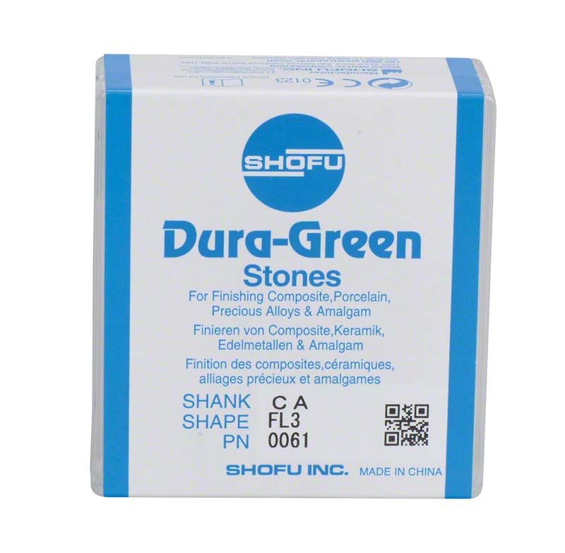 Weiße Verpackung der Dura-Green-Steine mit blauer Schrift und Produktinformationen.