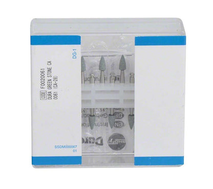 Transparente Verpackung mit Dura-Green-Steinen und blauer Beschriftung.