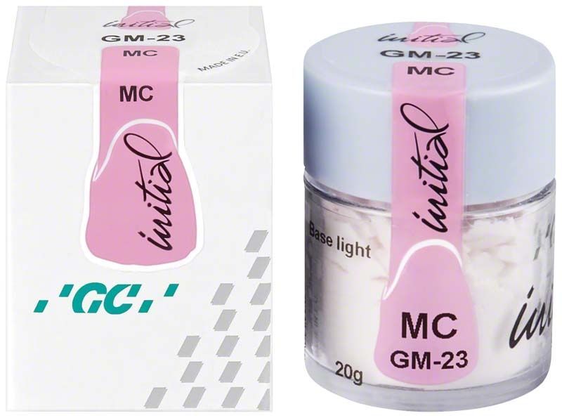 Glasurpulver GC Initial MC Gum Shades GM-23 base-light in Dose und Verpackung