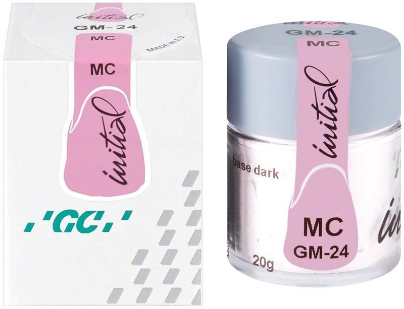 GC Initial MC Gum Shades GM-24, Base dark in Dose und Verpackung.