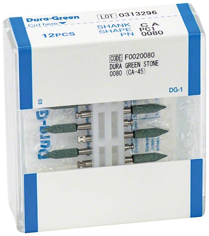 Verpackung von Dura-Green® - RA PC1 Schleifsteinen, 12 Stück.