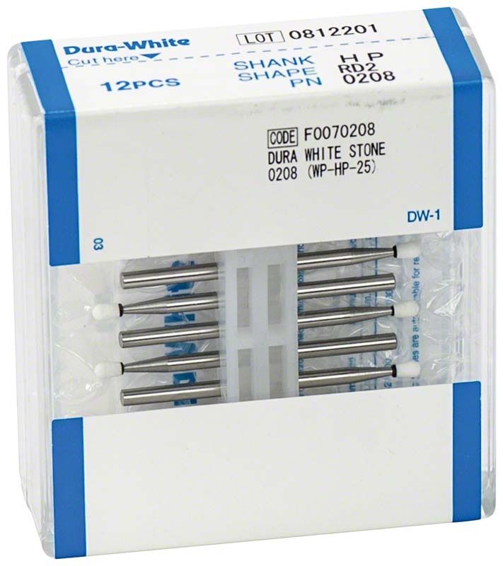 Verpackung von Dura-White® HP RD2 Schleifsteinen, 12 Stück.