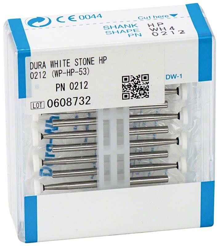 Dura-White® - HP WH4 Schleifsteine in Kunststoffverpackung mit Produktinformationen.