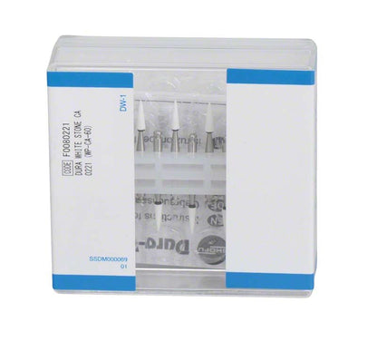 Verpackung der Dura-White® - RA CN1 Aluminiumoxid-Steine mit sichtbaren Etiketten.