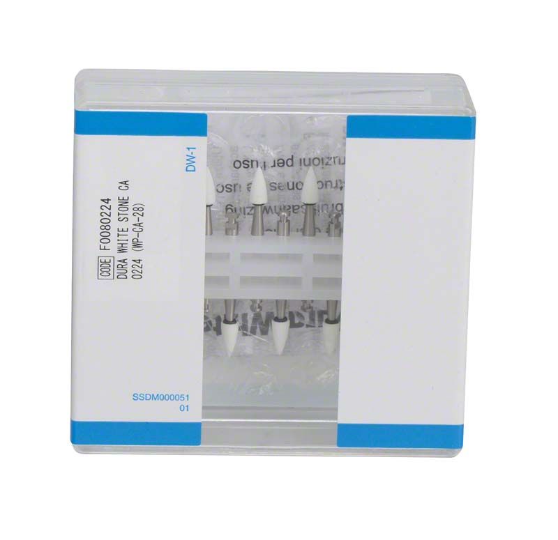 Dura-White® RA FL3 Keramikschleifer im transparenten Kunststoffetui.