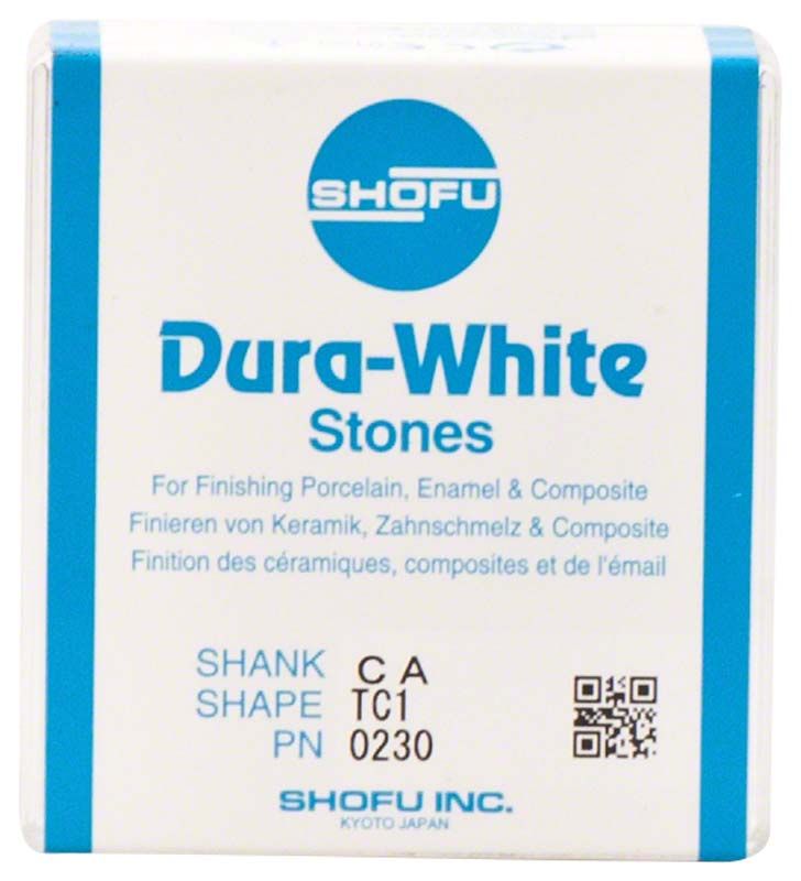 Dura-White® Steine Verpackung mit blauer Aufschrift und QR-Code.