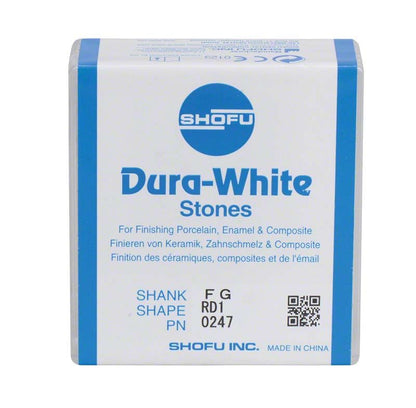 Verpackung der Dura-White® FG RD1 Keramik-Aluminiumoxid-Steine für Dentalanwendungen.