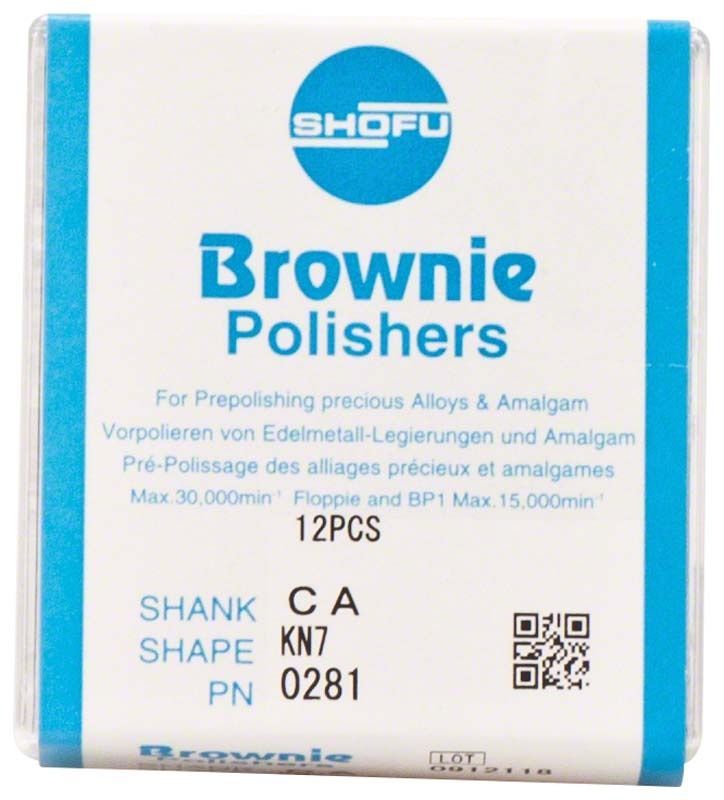 Verpackung der Brownie® Schaft W - KN7 Silikonpolierer, 12 Stück.