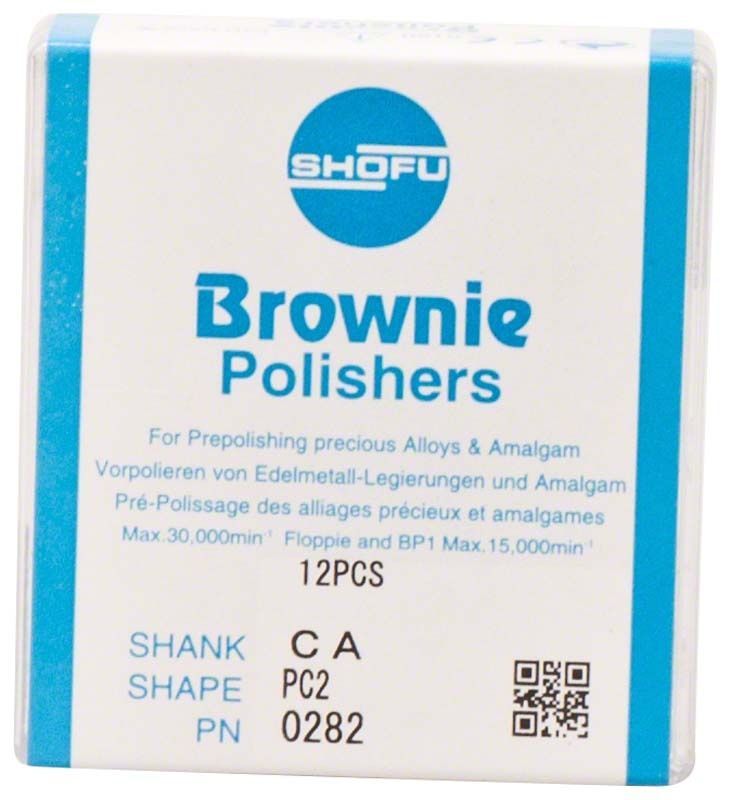 Verpackung von Brownie Silikonpolierer, 12 Stück, für Dentaltechnik.