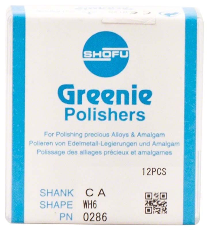 Verpackung der Greenie® Schaft W - WH6 Polierer, 12 Stück.