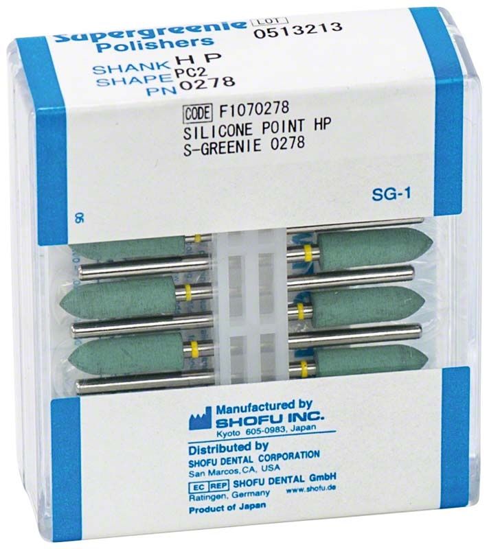 Verpackung von Supergreenie Schaft H - PC2 Schleifpolierern mit grünen Köpfen.