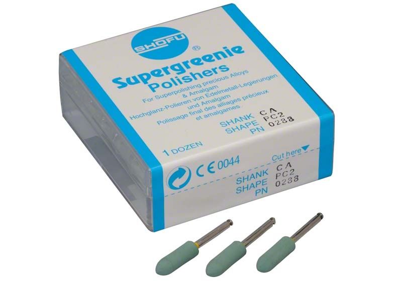 Supergreenie Schaft W - PC2 Polierer mit grüner Schleifspitze, 1 Dutzend Packung.