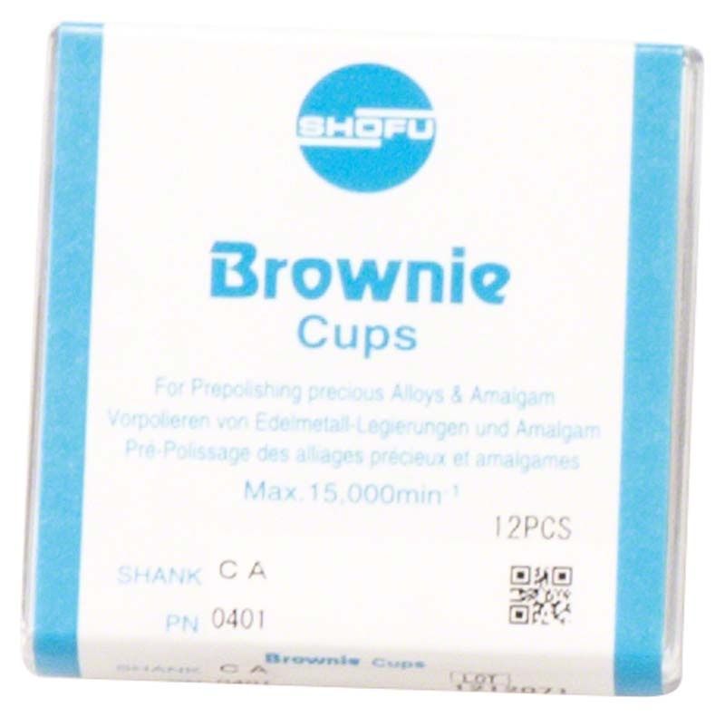 Produktverpackung von Brownie® Schaft W - Kelch, 12 Stück Silikonpolierer.