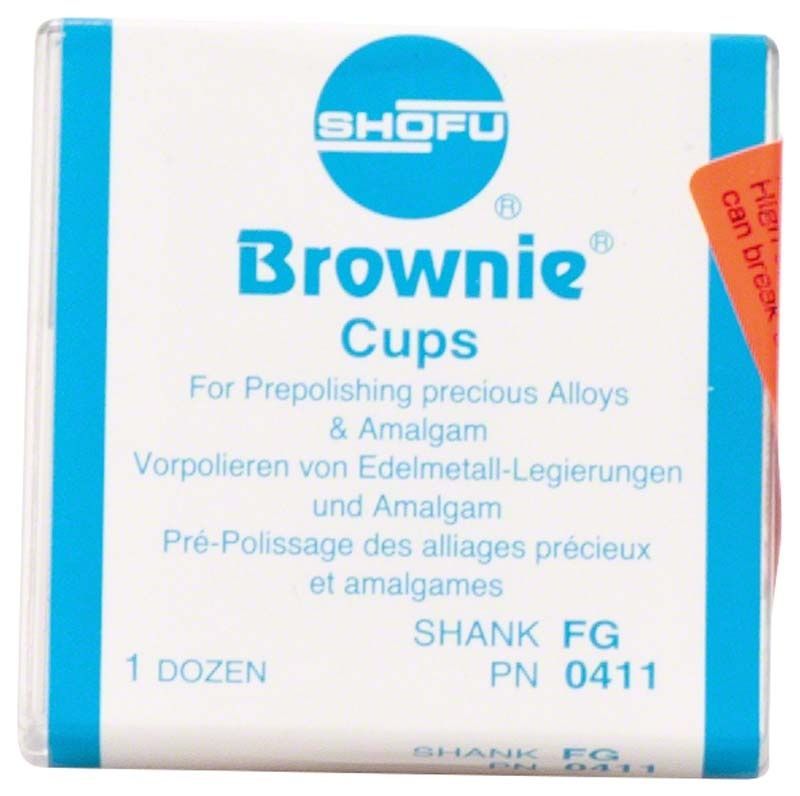 Braune Brownie® Schaft FG Silikonpolierer-Verpackung für 12 Stück.