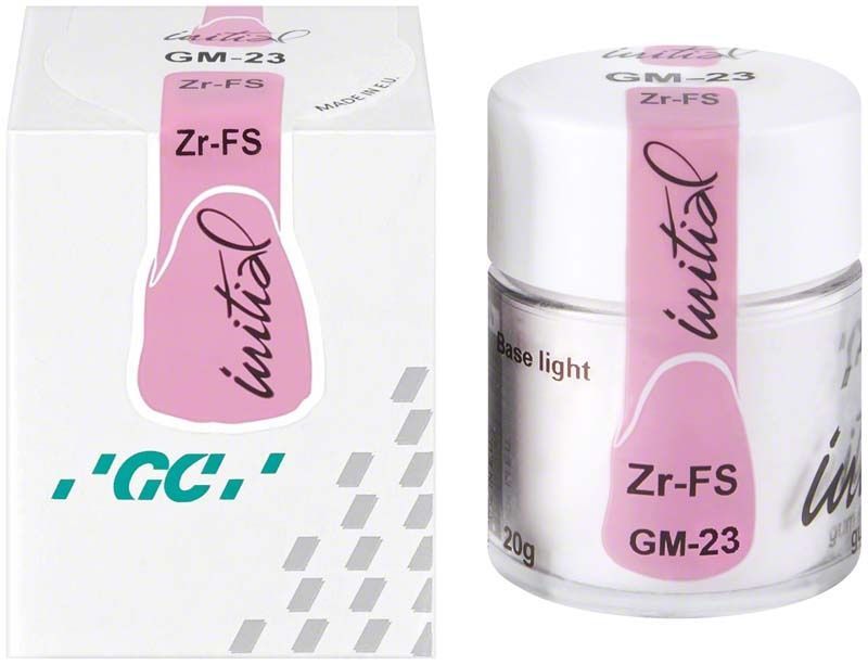 Dose mit GC Initial Zr-FS Gum Shades GM-23 base light.