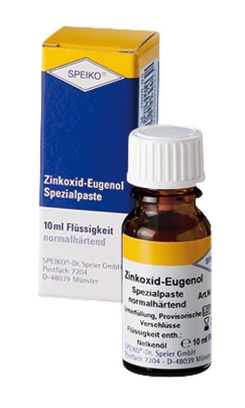 Zinkoxid-Eugenol Spezialpaste Flüssigkeit in brauner Flasche mit Verpackung.