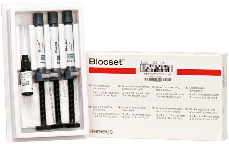 Blocset® Paste und Liquid in Originalverpackung mit detaillierter Produktbeschreibung.