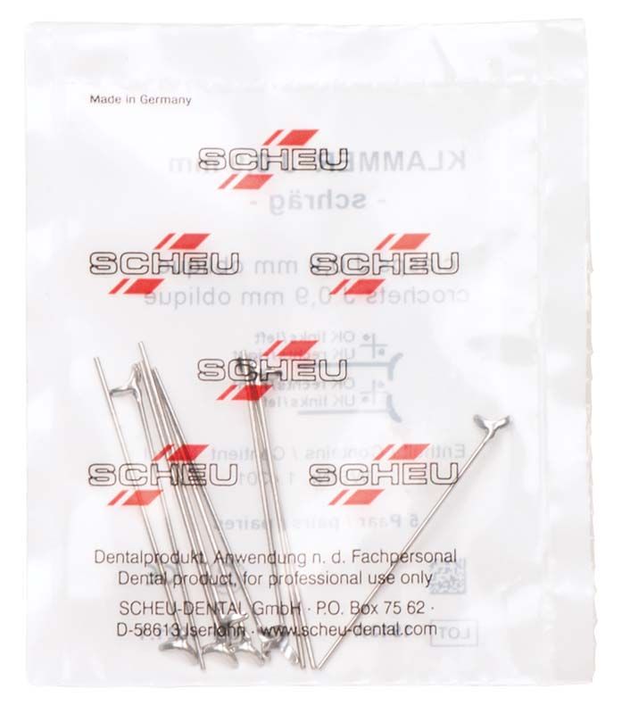 J-Klammern in transparentem Beutel mit Aufschrift "SCHEU" und Herstellerinformationen.