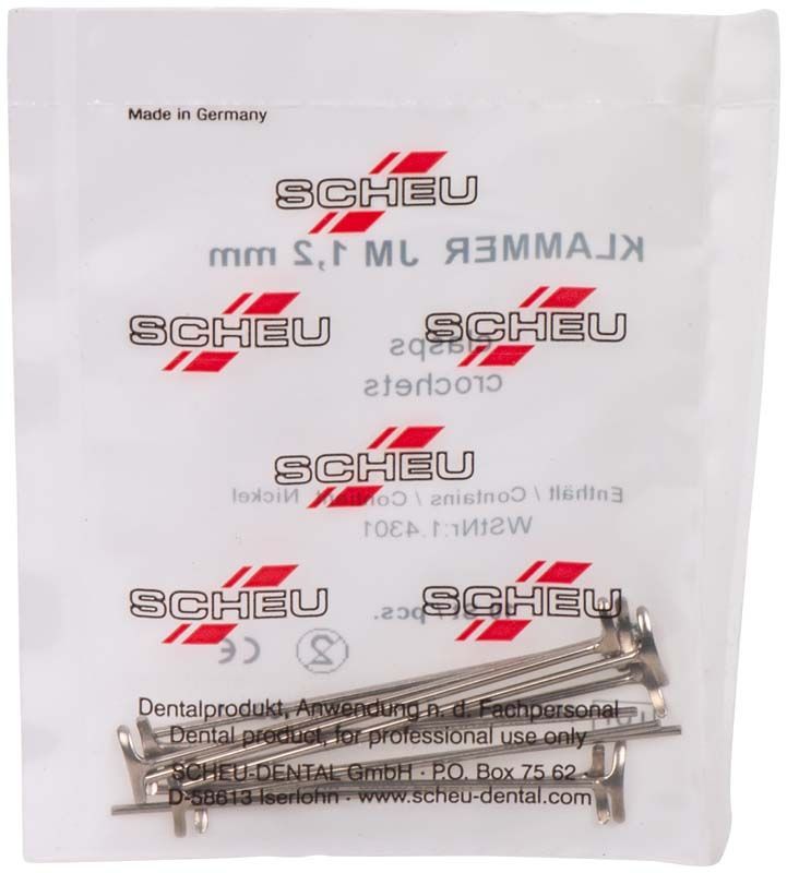 Verpackung von JM-Klammer Ø 1,2mm mit 10 Edelstahlklammern.
