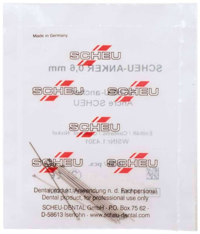 Verpackung der SCHEU-Anker Ø 0,6mm mit rotem SCHEU-Logo.