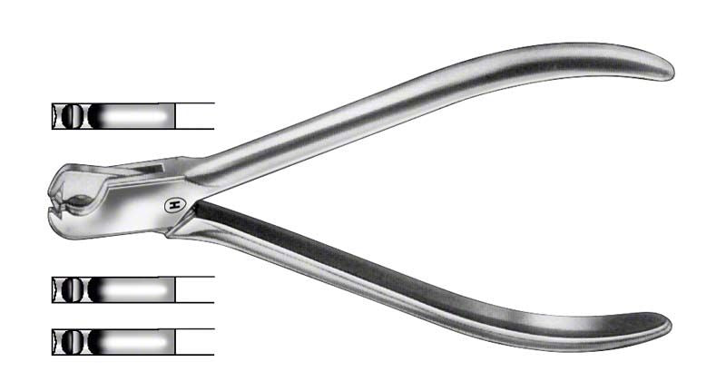 Draht- und Klammerbiegezange aus Edelstahl mit ergonomischem Griffdesign.