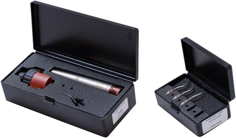 SONICflex™ Quick Set ohne Licht Typ 2008 in geöffneter Transportbox mit KaVo Kupplung.