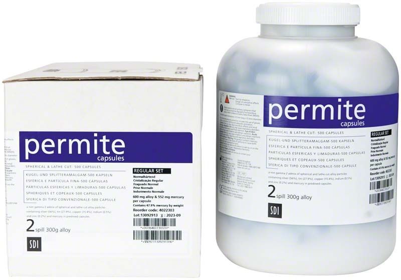 Permite Kapseln Gr. 2 Regular 500er in weißem Behälter und Verpackung.