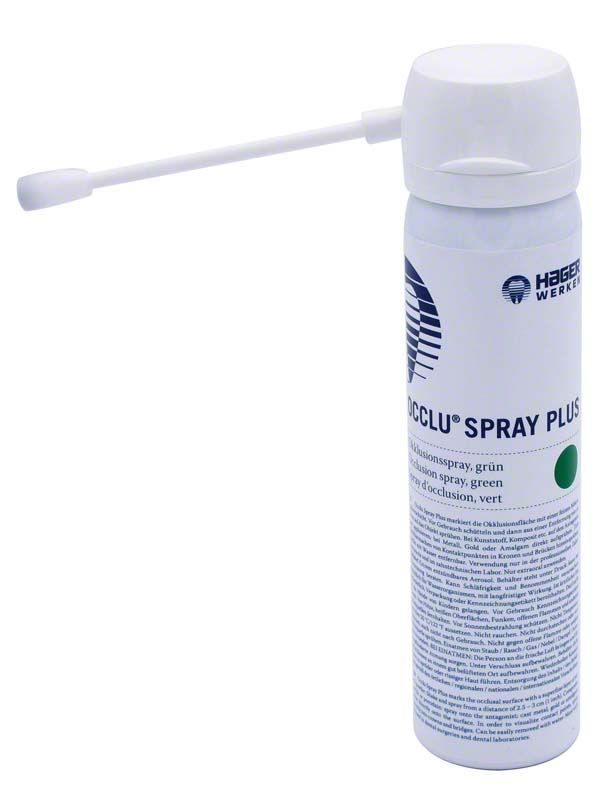 Occlu®Spray grünes Markierungsspray für zahnmedizinische Anwendungen mit feinem Sprühkopf.