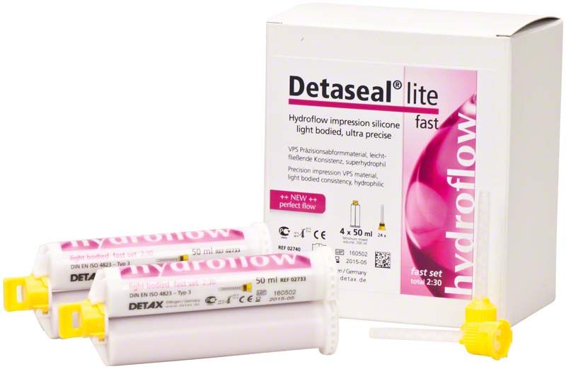 Detaseal hydroflow lite Kartuschen und Verpackung für dentalen Gebrauch.