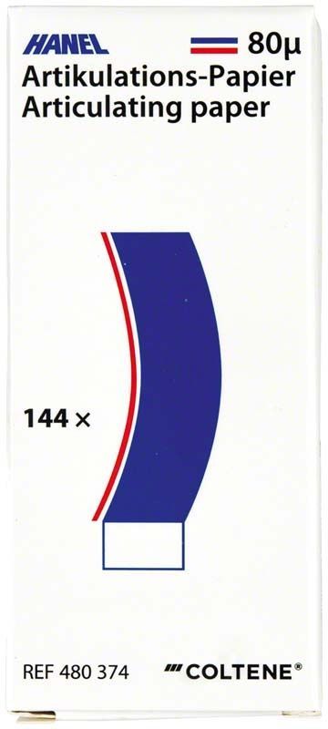 HANEL Artikulationspapier C-förmig 80µ blau/rot, Verpackungsvorderseite.