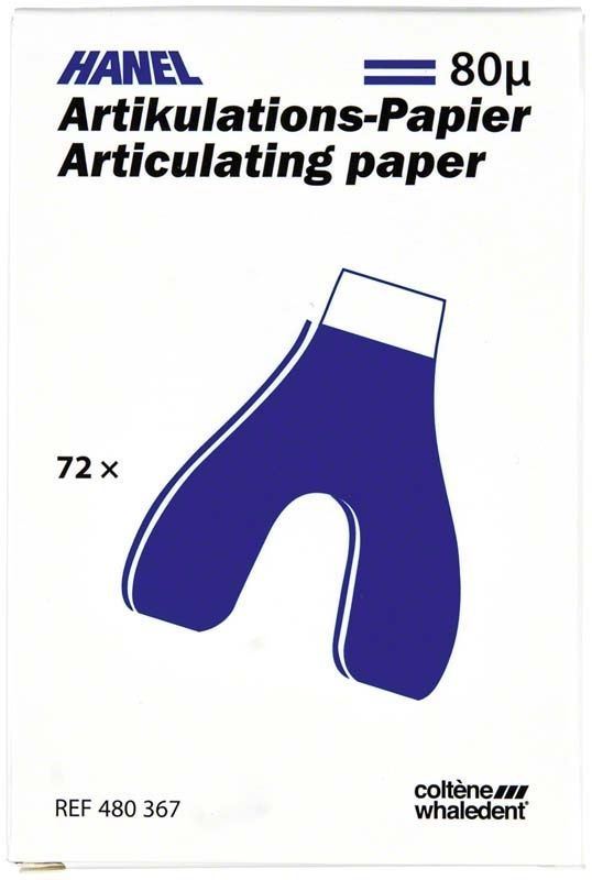 HANEL Artikulationspapier U-förmig 80µ blau, Verpackungsvorderseite.