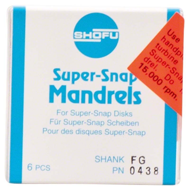 Super-Snap Mandrell FG-Schaft-Verpackung mit Produktinformationen in mehreren Sprachen.