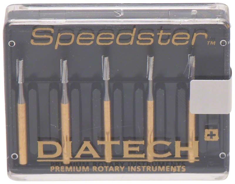 Transparente Verpackung der DIATECH Speedster FG S4 012 mit dentalen Instrumenten.