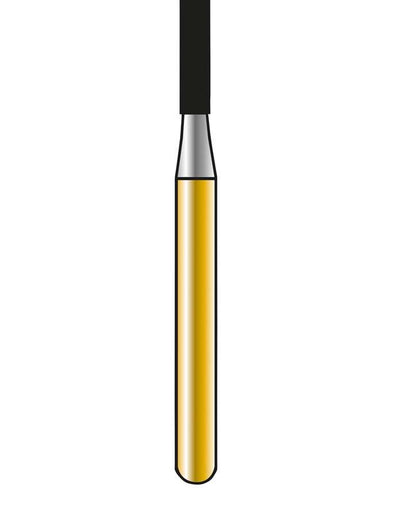 Detailansicht eines dentalen Instruments DIATECH Speedster FG S4 012 mit goldener Spitze.