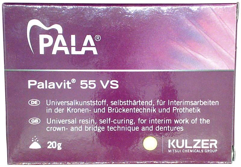 Palavit® 55 VS Pulver 20g Verpackung für zahnmedizinische Anwendungen.