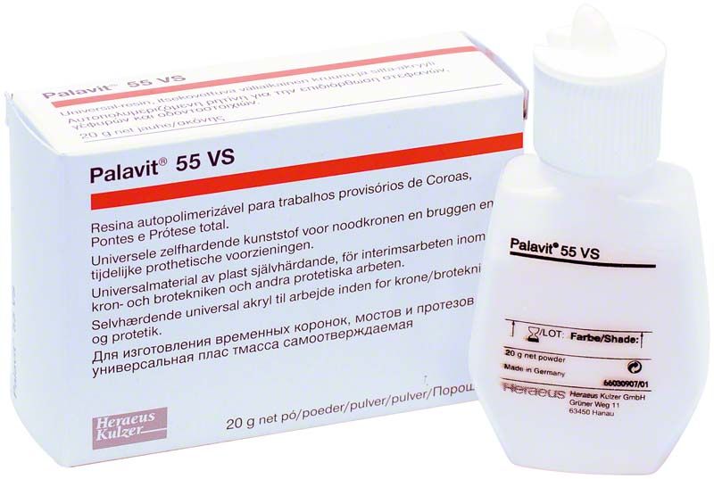 Palavit® 55 VS 20g Pulver-Verpackung mit weißer Flasche und Etikett.