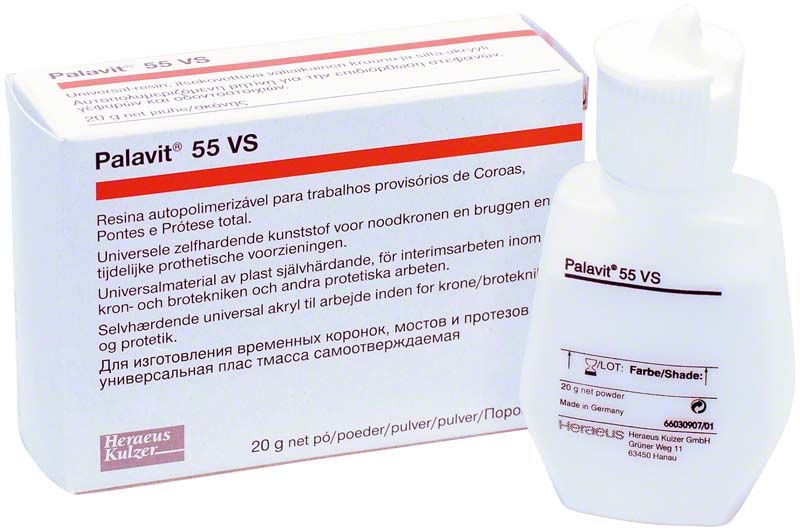 Palavit® 55 VS 20g Pulverflasche und Verpackung mit mehrsprachiger Beschriftung.