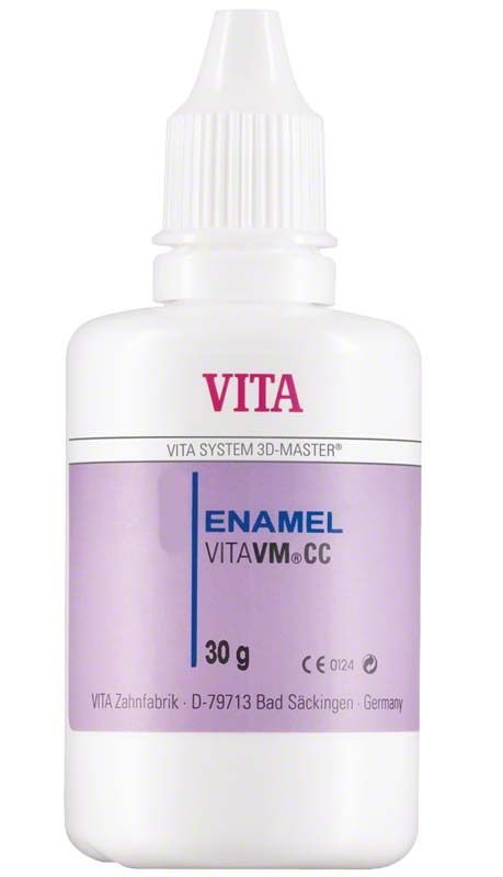 VITAVM®CC ENAMEL 30g Flasche mit violettem Etikett und Tropfverschluss.